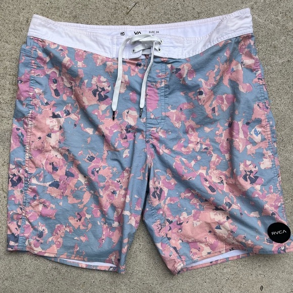 Men's RVCA Board Shorts Multicolor Graphic 36 Beach Summer Surf TIKI Swim Art - Picture 1 of 15